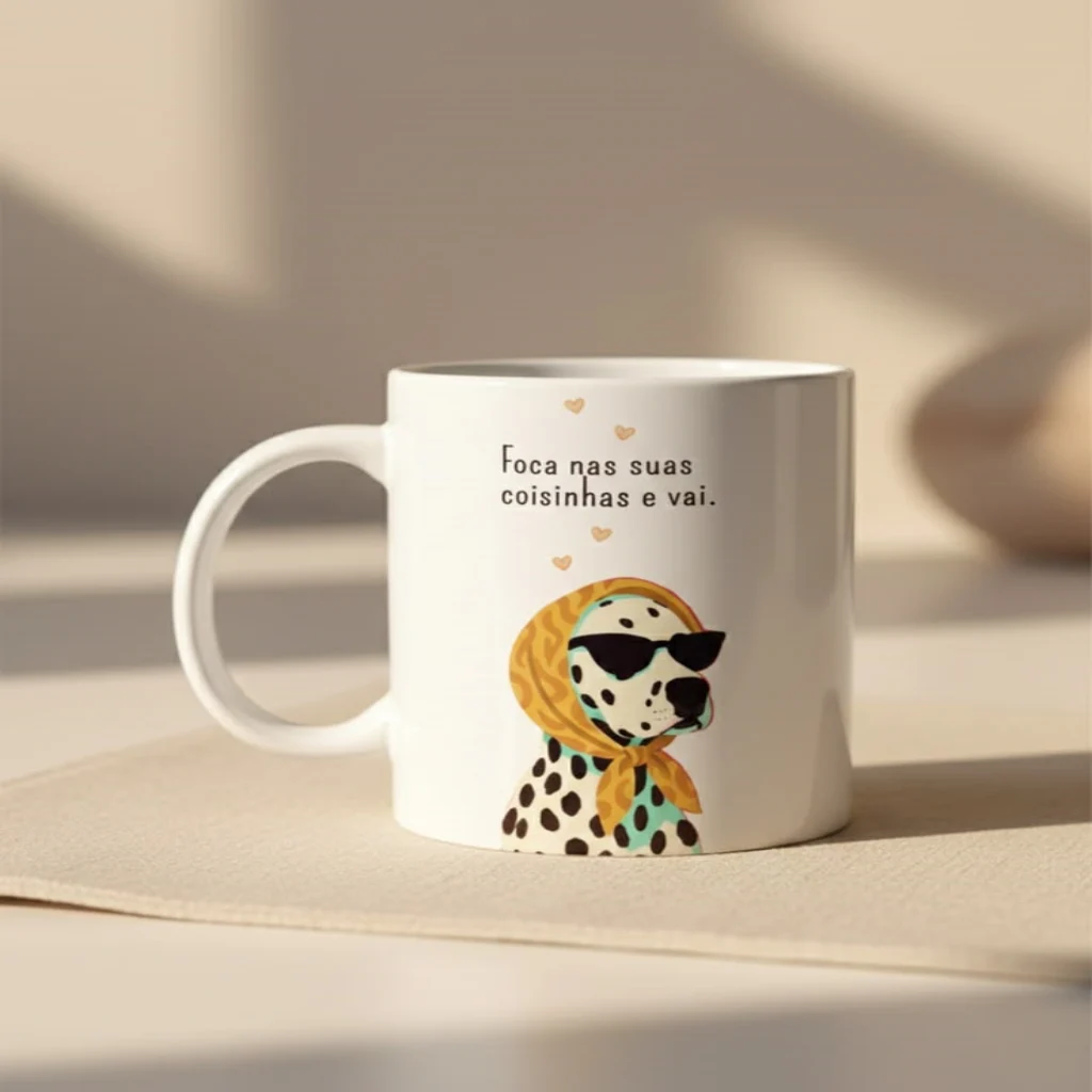 Caneca de cerâmica branca personalizada