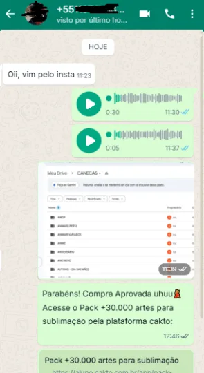 Avaliação de cliente sobre o pack de artes para sublimação